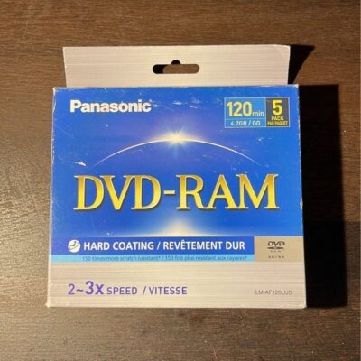NEW OPEN BOX Panasonic 4.7GB 120min DVD-RAM 5 Pack Hard Coating 2~3x Speed