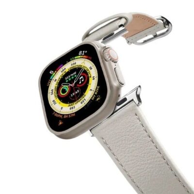Grey Pebbled Leather Apple Watch Band 42mm