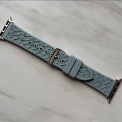 Coach Soft Blue Embossed Logo Rubber Apple Watch Band 38mm/40mm/41mm NWOB