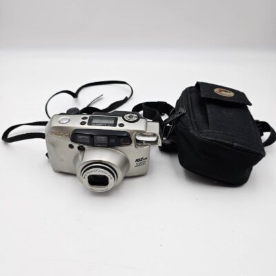 Pentax IQZoom 160 Point & Shoot 35mm Film Camera w/Strap & Lowepro Case WORKS!