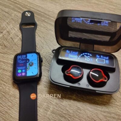Smart Watch Heart Rate Monitor Bluetooth Call + Wireless Earbuds Earphon