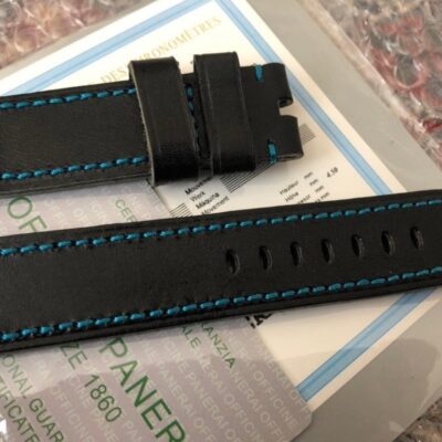 26mm genuine leather watch band for Panerai, black and blue