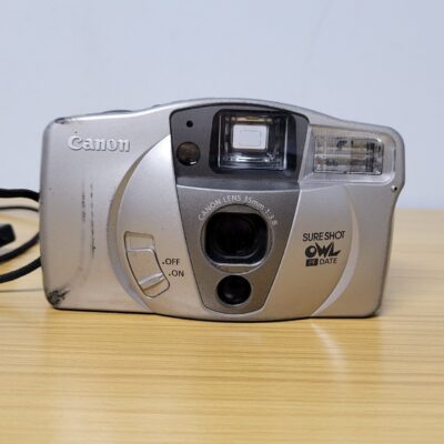 Canon Sure Shot Owl Pf Date 35mm Point and Shoot Film Camera Tested Grey Silver