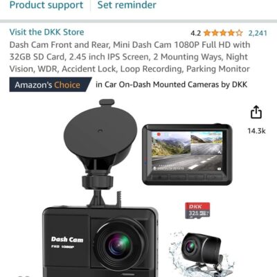 Dash Cam Front and Rear, Mini Dash Cam 1080P Full HD with 32GB SD Card, 2.45 inc