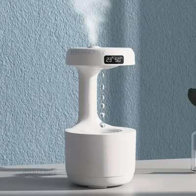 Multi-functional Anti-Gravity Humidifier with Clock, Night Light, and Ornament