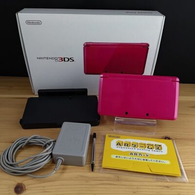 Nintendo 3DS in RARE Gloss Pink BUNDLED W/ 32GB SD, Box, Charger, & 80+ Games