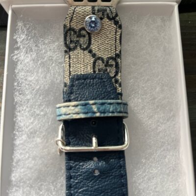 Sparkl watch band – Upcycled authentic Blue Webbed GG Gucci