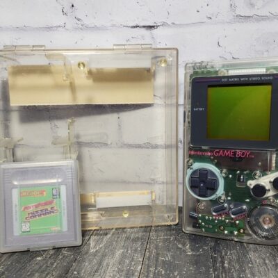 Original Game Boy Transparent Clear W/ Matching Case & Arcade Classics #1 Game