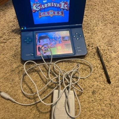 DSi XL Blue w charger stylus carnival game 2 Brain Age console Tested works