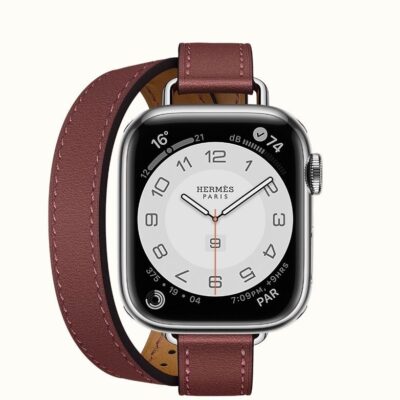 Hermes Apple Watch Double Tour Attelage Rouge H BAND ONLY