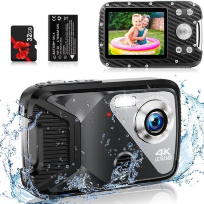 Waterproof Digital Camera, FHD 2.7K Compact Digital Camera for Kids Support 4K