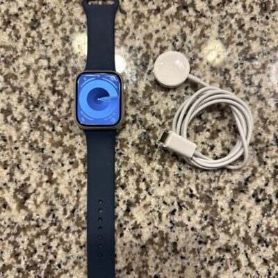 Apple Watch Series 9 GPS 45mm Silver Aluminum Case Storm Blue Sport Band  M/L