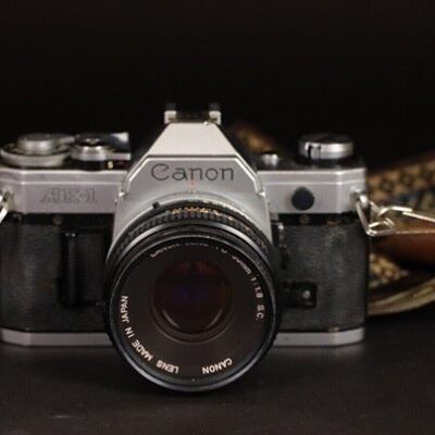 Canon AE-1 35mm SLR Film Camera with Canon 50mm f/1.8 FD Lens – Untested –