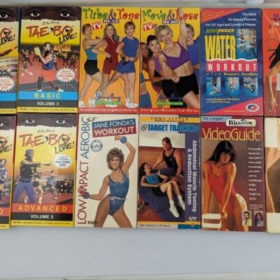 LOT of 15 VTG Exercise VHS Tape Tae Bo Live Billy FONDA Boxer Pilates Bioslim