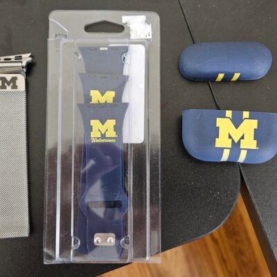 Umich Apple Watch band and airpods pro case