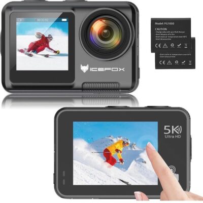 icefox Action Camera 5K 30FPS 20MP with Touch Screen, 98FT Waterproof Underwater