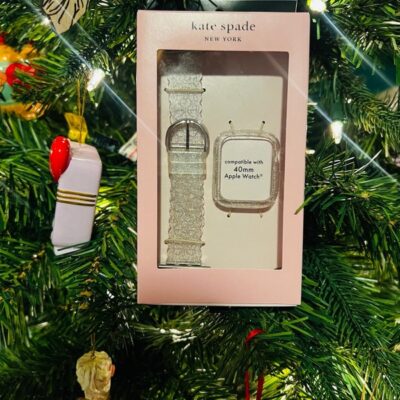 KATE SPADE silver glitter jelly 40mm case and band set