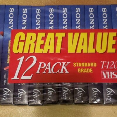 Sony 12 Pack Sealed Blank VHS Video Cassette Tapes 6 Hour Standard Grade T-120