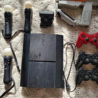 Huge PS3 Super Slim Lot, 26 Games, Motion Controller, Camera, Light Gun
