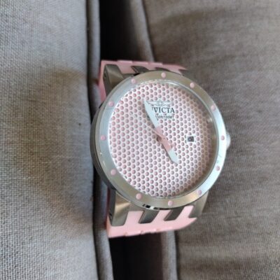 Invicta DNA Mesh Swiss Movement Quartz Silicone Ladies Watch Gunmetal/Pink Date