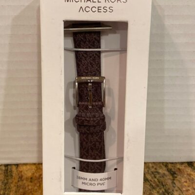 MICHAEL KORS Signature Brown Leather Apple Watch Band 38MM And 40MM New In Box