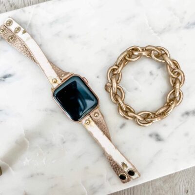 Woman’s Leather Apple Watch Band Jewelry