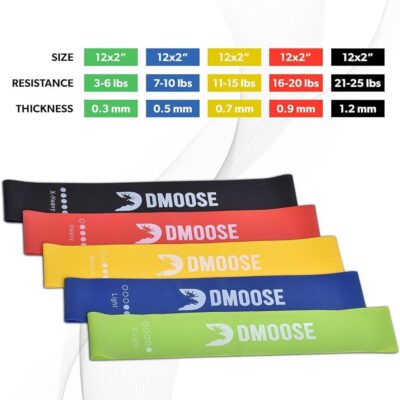 Resistance Loop Bands, Set of 5 Exercise Bands for Legs, Glutes, and Arms