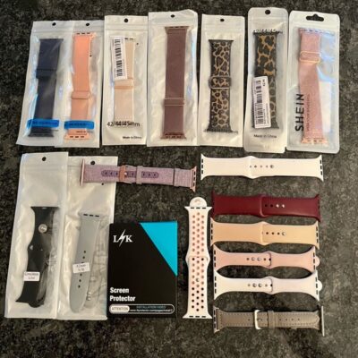 Lot of 17 Apple Watch 42mm bands + 6 screen protectors